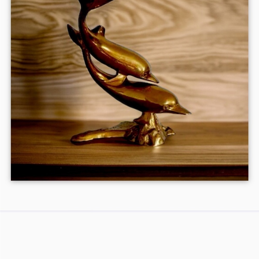Large VTG Brass Swimming Dolphin Sculpture on footed mount -Great condition! - Picture 5 of 12